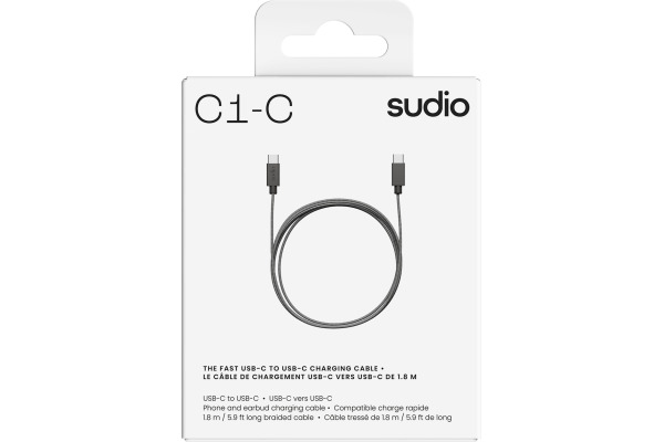 SUDIO USB-C - USB-C charging cable C1CBLK C1-C, Black, 1.8m – Bild 2