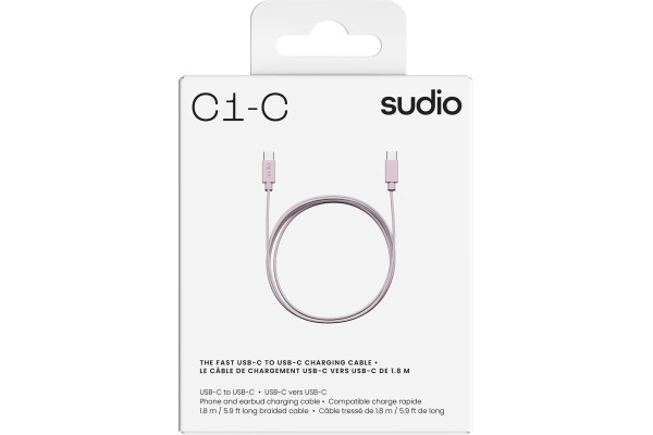 SUDIO USB-C - USB-C charging cable C1CPNK C1-C, Pink, 1.8m – Bild 2