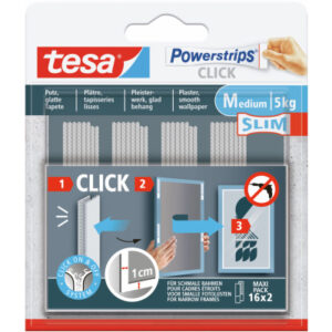 TESA Powerstrips Click Small 777210005 Slim, 5kg 16x2 Streifen
