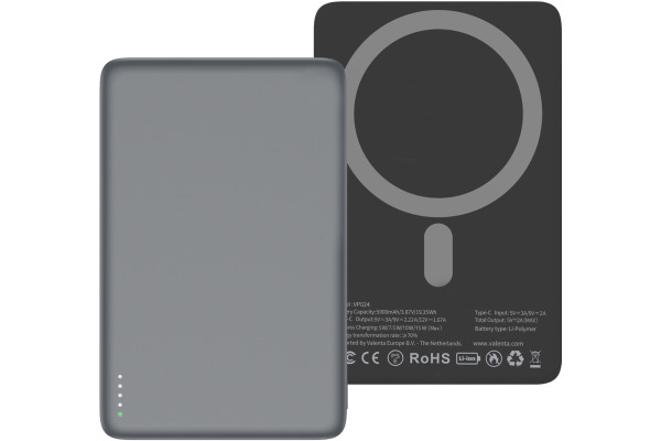 VALENTA Powerbank MagSafe 588676 Ultra Slim 5.000 mAh Grey – Bild 2