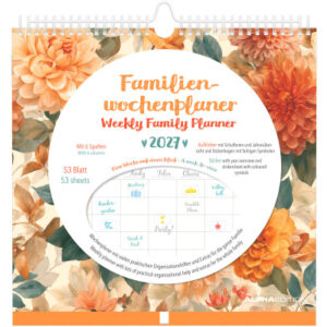 ALPHA EDI Familienplaner 2027 161658 Flowers 30.5x30.5cm