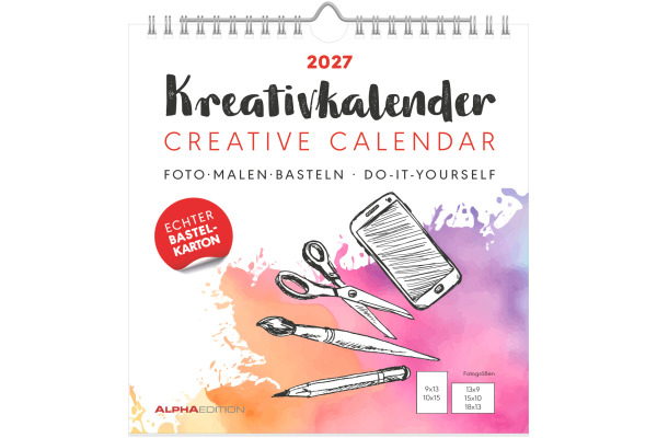 ALPHA EDI Bastelkalender 2027 161918 weiss 21x22cm