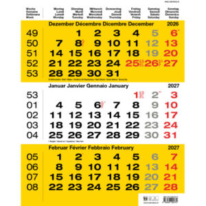 CALENDARI 3-Monats-Wandkalender 2027 36205779 gelb 31x40cm