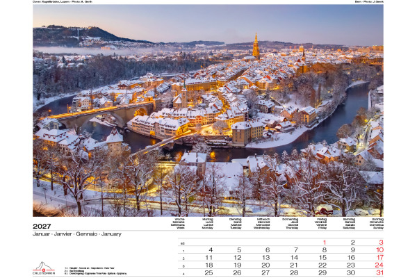 CALENDARI Bildkalender 2027 36205922 Swiss Places ML 40x31cm – Bild 2