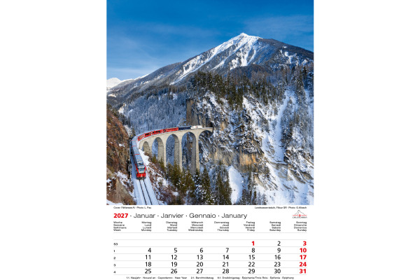 CALENDARI Bildkalender 2027 36206127 Swiss Souvenir ML 23x31.5cm – Bild 2