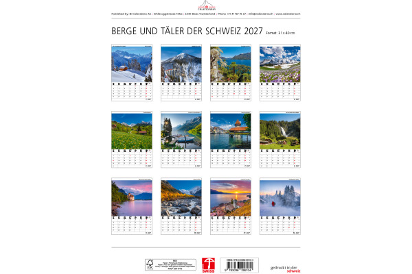 CALENDARI Bildkalender 2027 36206134 Berge + Täler ML 31x40cm – Bild 4