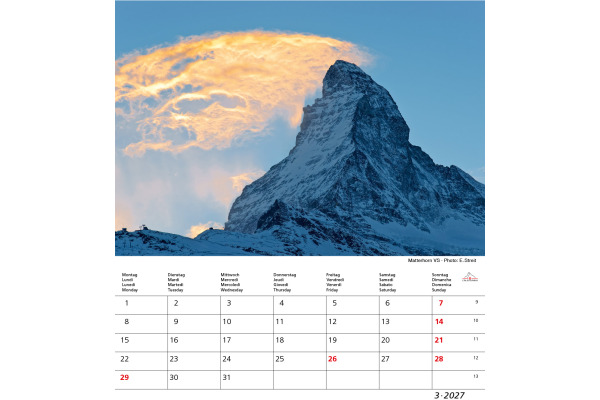 CALENDARI Bildkalender 2027 36206165 Matterhorn ML 21x24cm – Bild 4