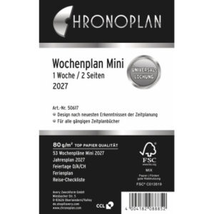 CHRONOPLA Ersatz Wochenplan 2027 50617Z.27 1W/2S in Zeilen Mini