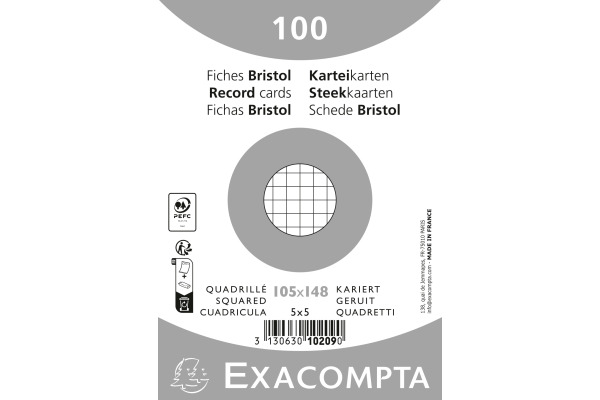 EXACOMPTA Karteikarten kariert 5mm A6 10209E weiss 100 Stück