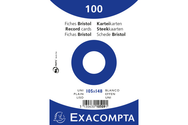 EXACOMPTA Karteikarten blanko A6 10509E weiss 100 Stück