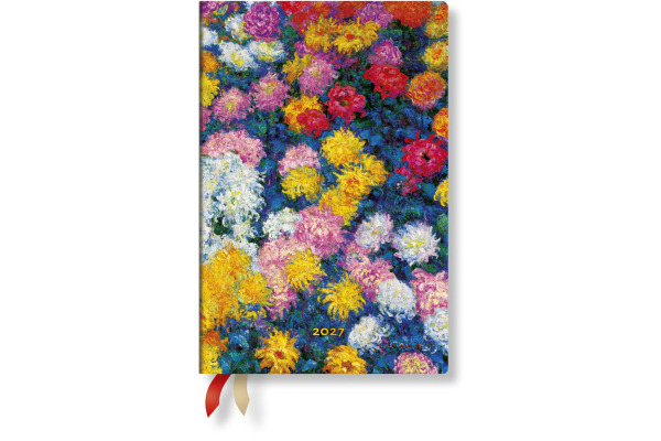 PAPERBLAN Agenda Monets Chrysanth. 2027 DD1747-0 1W/2S HOR Mini HC DE 9.5x14cm