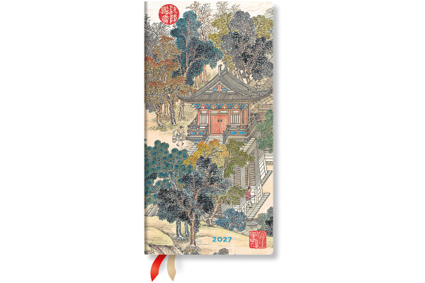 PAPERBLAN Agenda Goldenes Zeitalter 2027 DD1763-0 1W/1S HOR schlank HC DE 9x18cm