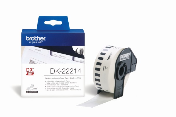 PTOUCH Endlos-Etiketten 12mmx30.48m DK-22214 QL-500/550 Papier Rolle