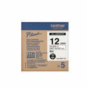 PTOUCH Band,High-Grade BK/matt-silber HGM-931 12mm/8m 5 Stück
