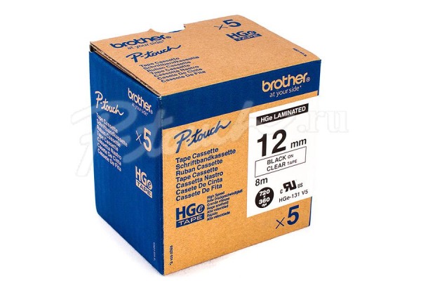 PTOUCH Band, High-Grade schwarz/klar HGe-131 12mm/8m 5 Stück