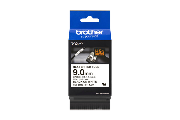 PTOUCH Heat-Shrink-Tube schwarz/weiss HSe-221E PT-E300/E550W 9mm