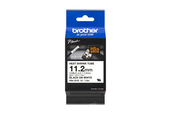 PTOUCH Heat-Shrink-Tube schwarz/weiss HSe-231E PT-E300/E550W 11.2mm