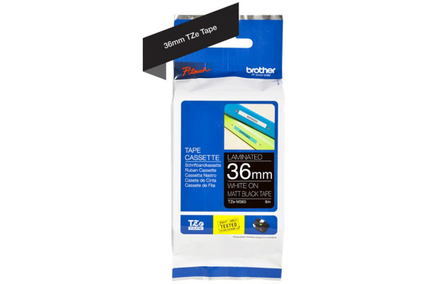 PTOUCH Band matt lamin. weiss/schwarz TZE-M365 PT-D800W/D900W 36mm – Bild 2