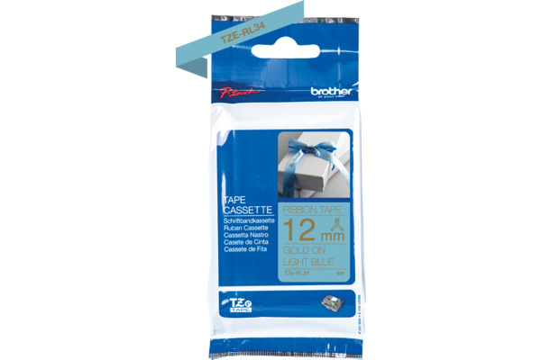 PTOUCH Band hellblau/gold TZE-RL34 Tze Geräte 12-36mm