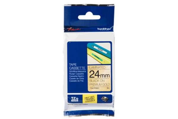 PTOUCH Band schwarz/gold TZE-PR851 PT-P710BT 24mm – Bild 2
