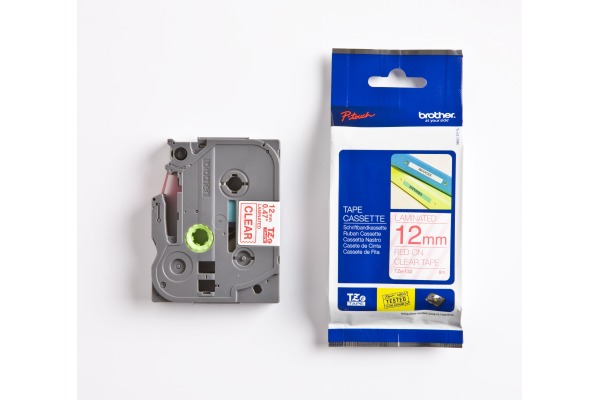 PTOUCH Band, laminiert rot/klar TZe-132 PT-1280VP 12 mm