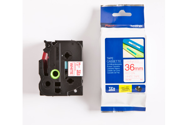 PTOUCH Band, laminiert rot/weiss TZe-262 PT-3600 36 mm