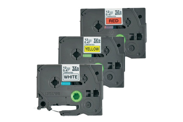 PTOUCH Bänder TZ-231/TZ-431/TZ-631 TZe-31M3 weiss/rot/gelb 12 mm – Bild 2