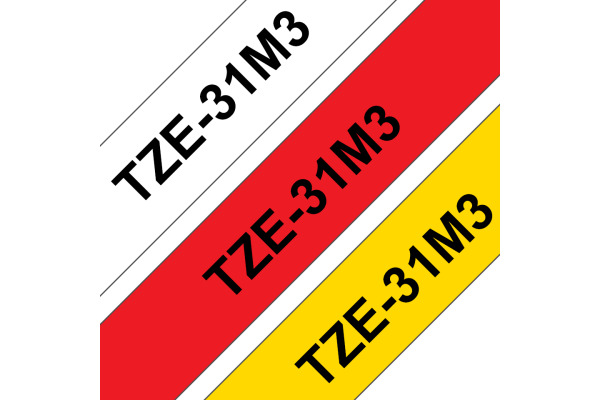 PTOUCH Bänder TZ-231/TZ-431/TZ-631 TZe-31M3 weiss/rot/gelb 12 mm – Bild 3