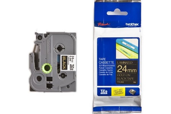 PTOUCH Band, laminiert gold/schwarz TZe-354 PT-2450DX 24 mm