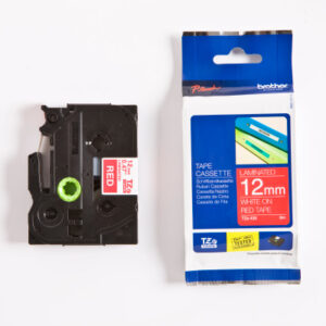 PTOUCH Band, laminiert weiss/rot TZe-435 PT-1280VP 12 mm