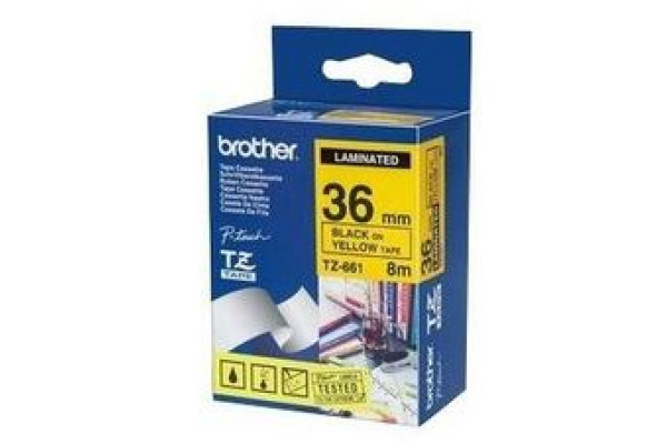 PTOUCH Band, laminiert schwarz/gelb TZe-661 PT-3600 36 mm