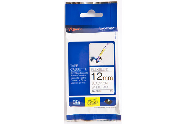 PTOUCH Flexitape lamin. schwarz/weiss TZe-FX231 zu PT-550 12 mm