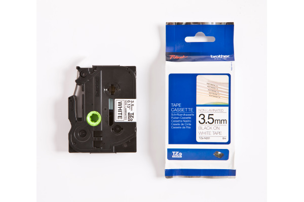 PTOUCH Band,nicht lam. schwarz/weiss TZe-N201 PT-1280 3.5 mm