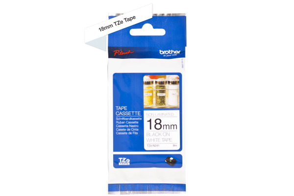 PTOUCH Band,nicht lam. schwarz/weiss TZe-N241 PT-300 18 mm