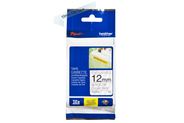 PTOUCH Band, strong/adh. schwarz/klar TZe-S131 PT-300 12 mm