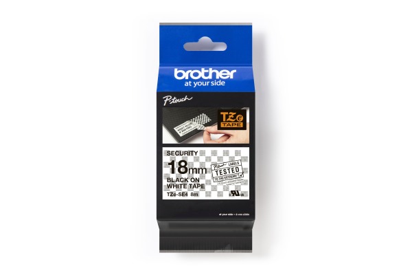 PTOUCH Sicherheitsband schwarz/weiss TZe-SE4 zu PT-200,300,500 18mm
