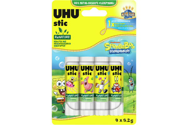 UHU Klebestift ReNature 4x8.2g 305706 Spongebob