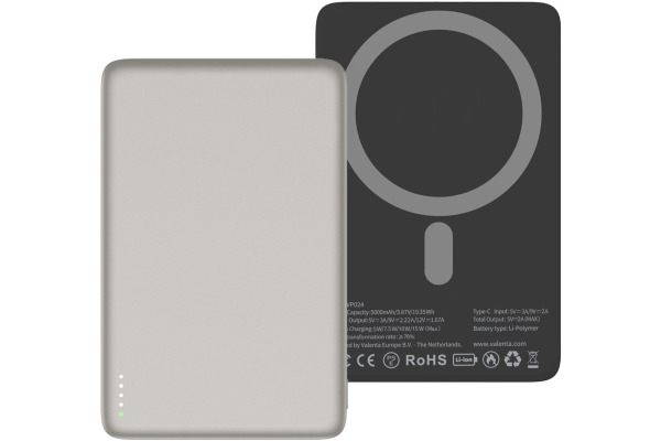 VALENTA Powerbank MagSafe 588874 Ultra Slim 5.000 mAh Natural – Bild 2