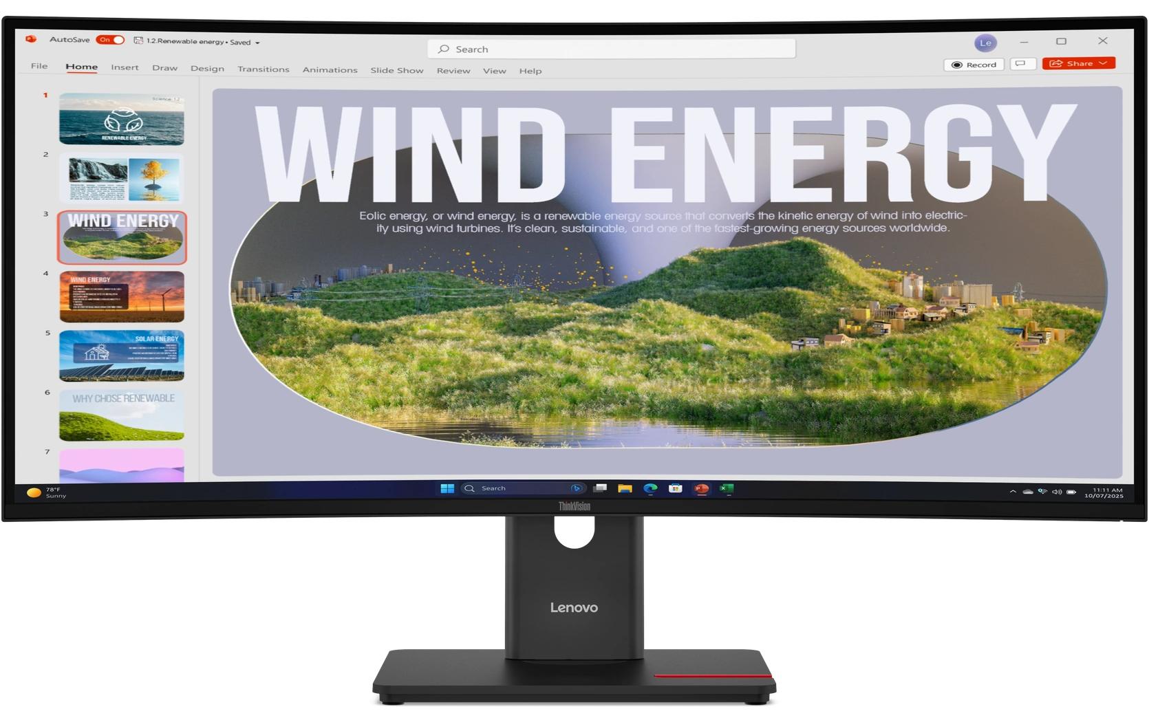 Lenovo Monitor ThinkVision T34WD-40 34 ", 3440 x 1440 (UWQHD) (VA, HDMI, DP, USB-C)