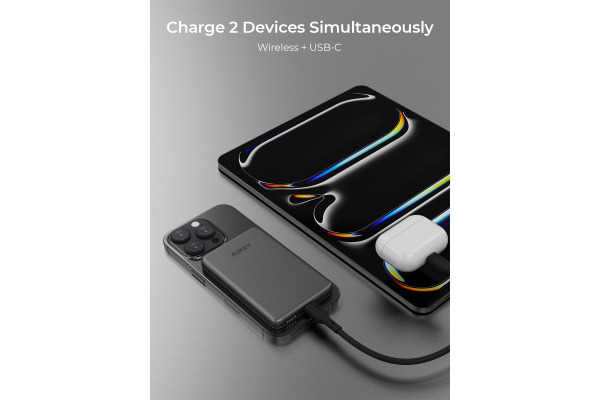 AUKEY MagFusion Slim 5000mAh PB-MS07AB Powerbank Qi2 Wireless,Black – Bild 4
