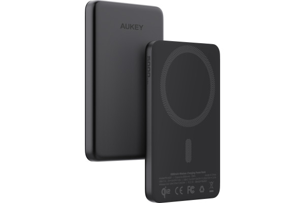 AUKEY MagFusion Slim 5000mAh PB-MS07AB Powerbank Qi2 Wireless,Black