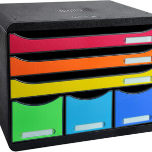 BIELLA Schubladenbox Storebox A4+ 30679802 schwarz/Harlekin 6 Schubl.