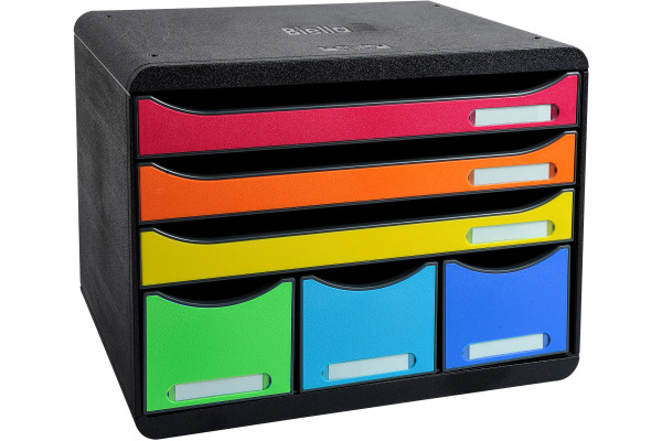 BIELLA Schubladenbox Storebox A4+ 30679802 schwarz/Harlekin 6 Schubl.