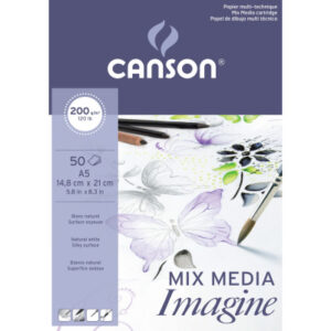 CANSON Imagine Zeichenpapierblöcke A5 200006009 200g, weiss 50 Blatt