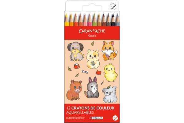 CARAN D'A Farbstifte Swisscolor 1285.803 Kawaii Cute Animals 12 Stk. – Bild 2