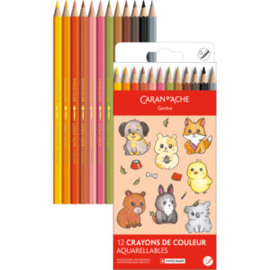 CARAN D'A Farbstifte Swisscolor 1285.803 Kawaii Cute Animals 12 Stk.