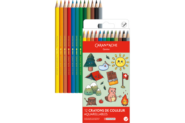 CARAN D'A Farbstifte Swisscolor 1285.804 Kawaii Swiss Mountain 12 Stk.