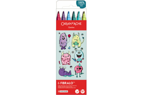 CARAN D'A Fasermaler Fibralo Kawaii 185.801 Funny Monsters 6 Stück – Bild 2