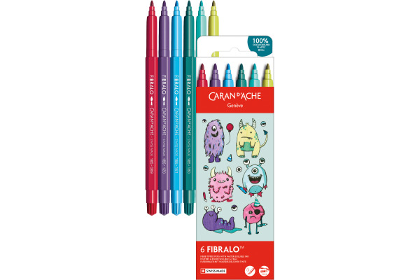 CARAN D'A Fasermaler Fibralo Kawaii 185.801 Funny Monsters 6 Stück