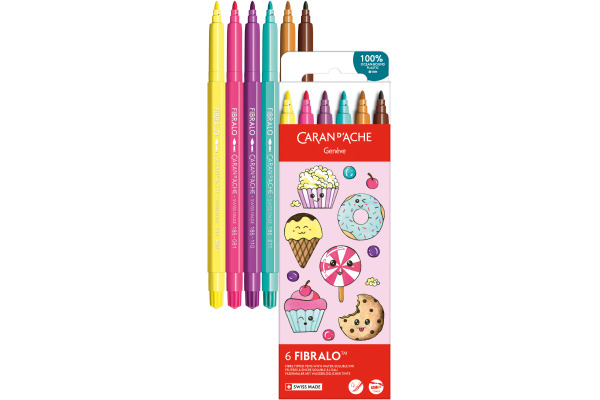 CARAN D'A Fasermaler Fibralo Kawaii 185.802 Candy World 6 Stück